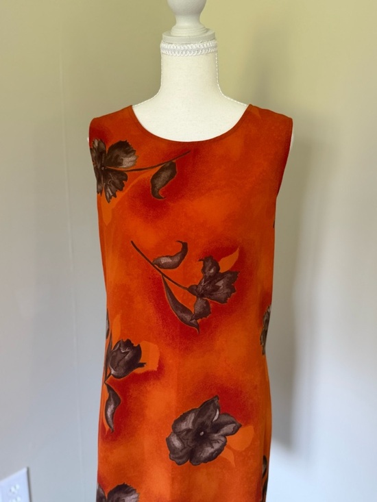 New York & Company Dresses & Skirts - New York & Company Orange Brown Floral Mini Dress Button Slip Dress Vintage 14